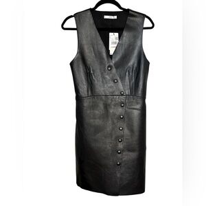 Mango Lamb Leather Dress Black NWT Large